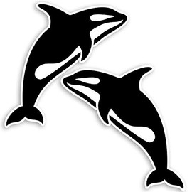 2 x 10cm Killer Whale Orca Vinyl Stickers - Whales Laptop Sticker #34077 (10cm Tall)