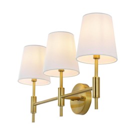 SAFAVIEH Lighting Collection Darya Brass 3-Light Wall Sconce Light Fixture, with White Shade Ideal for Bathroom, Entryway, Vanity Over Mirror, Foyer, Hallway, Living Room (LED Bulbs Included)