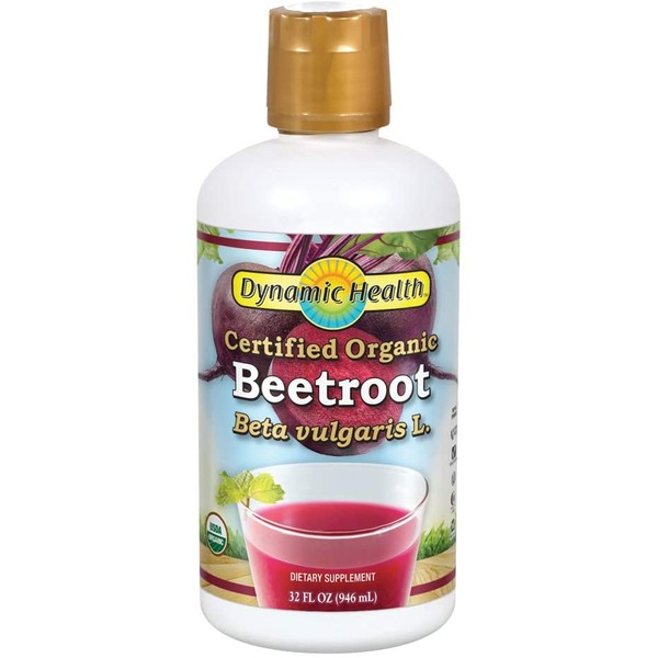 Dynamic Health Certified Organic Beetroot Dietary Supplement | No Added Sugar, Artificial Color, Preservatives. BPA-Free, Gluten-Free | 32oz
