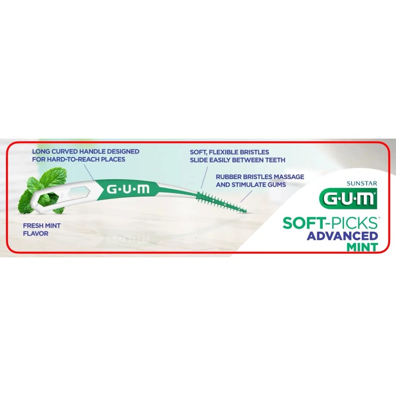Gum Soft-Picks Advanced Mint, Dental Care Floss, Tooth Picks, 180