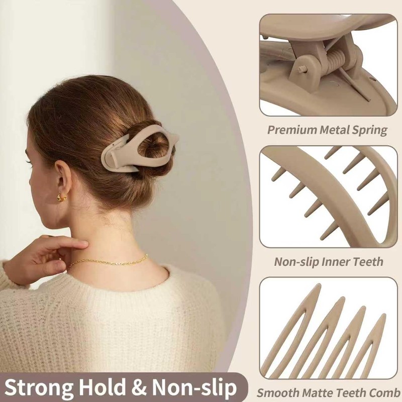 9 Pack Flat Hair Clips for Women, Matte Claw Clips