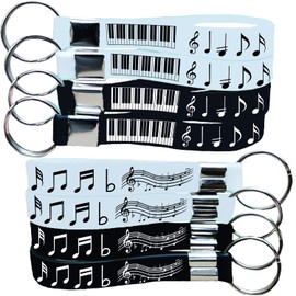 CupaPlay 24PCS Piano Notes Keychains/Keyrings -Piano Notes Party Supplies Decorations Music Birthday Party Favors Gifts Events Prize, Black,white, Small