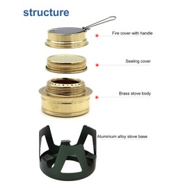 Mini Alcohol Stove, Portable Brass Spirit Burner Cooktop with Aluminium Stand and Extinguish Lid, Ultralight Windproof Camping Cookware for Outdoor Camping, Hiking, Picnic (Dark Green)