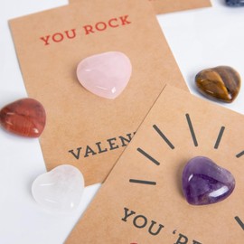 24 Pack Valentine's Cards for Kids with Laser Heart Shape Crystal Stones - The Perfect Valentine's Day Gift