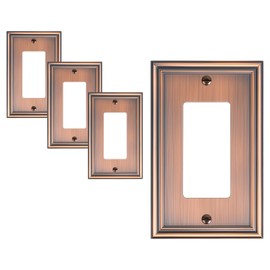 TREEWELL 4-Pack Decorator Outlet Cover Plate, Antique Copper Decorative Switch Plates and Outlet Covers, Durable Zinc Alloy Wall Plates for Electrical Outlets, Receptacle, GFCI Outlet, Dimmer Switch
