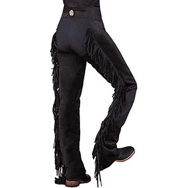 Rod's Premium Black Ultrasuede Chaps W/Stretch Panel, Black, Large Extra Long