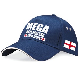 Purple Print House Mega Make England Great Again Baseball Cap St Georges Cross English Pride Unisex Men Women Hat, One Size, Navy/White
