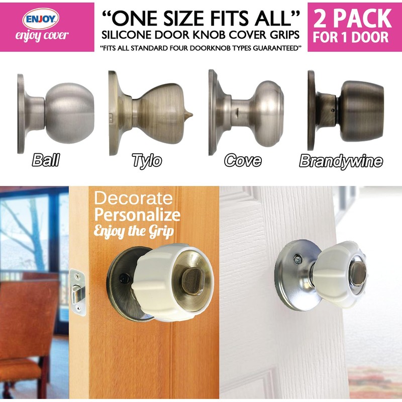 Enjoy Cover - 2 Pack Silicone Door knob Grips Maximum