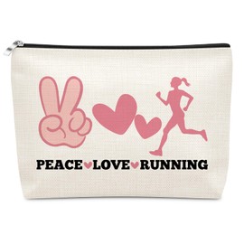 Running Makeup Bag for Women Running Lover Gifts Runner Gifts for Marathon Gym Sport Women Cosmetic Bag Sports Accessories for Daughter Sister Best Friend Christmas Birthday Gift Travel Pouch