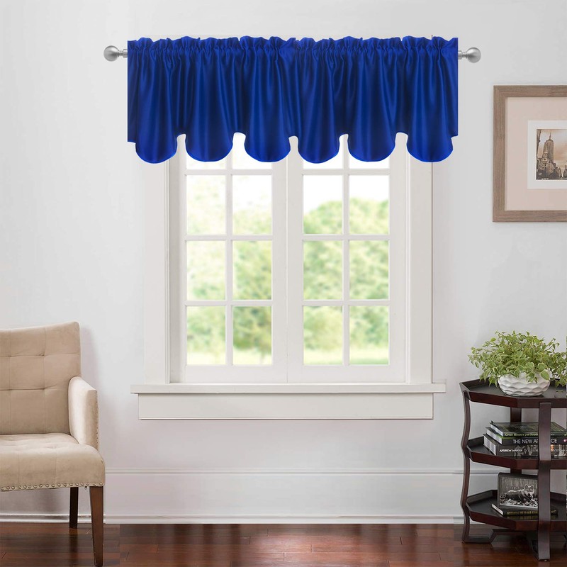 Aquazolax Rod Pocket Scalloped Valances for Windows Blackout Drapery Solid