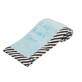 Bacati Love Kisses and Hugs - Manta de felpa bordada, color negro y turquesa