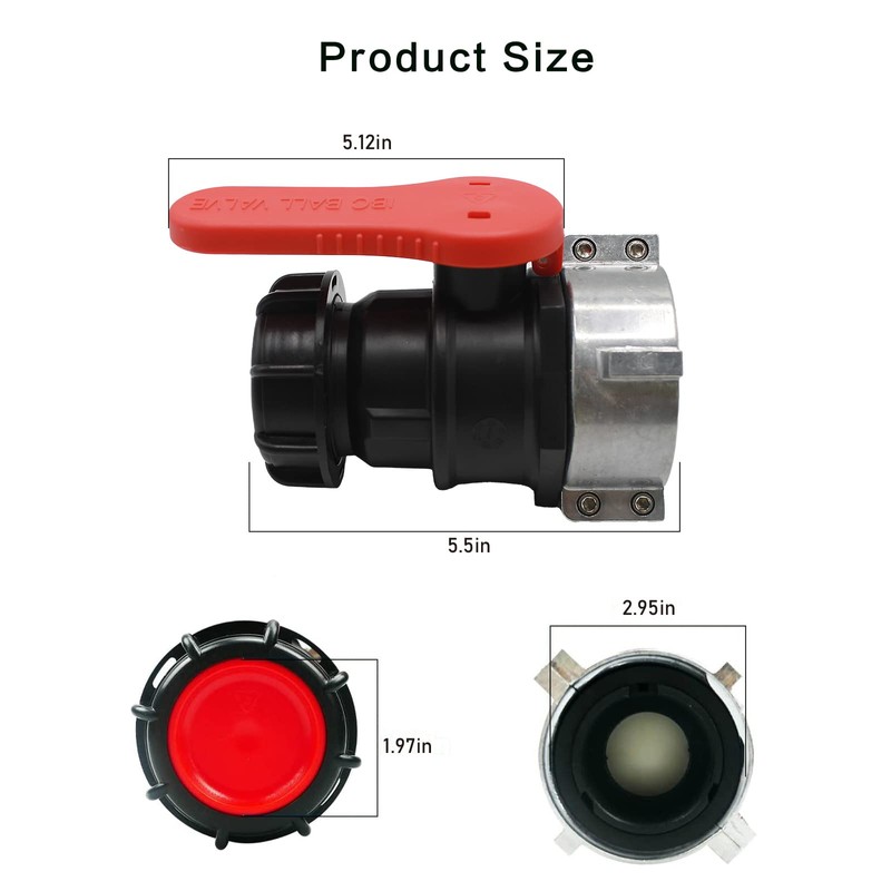 IBC Tote Valve, 2.95" Coarse Thread IBC Tote Adapter, 75mm