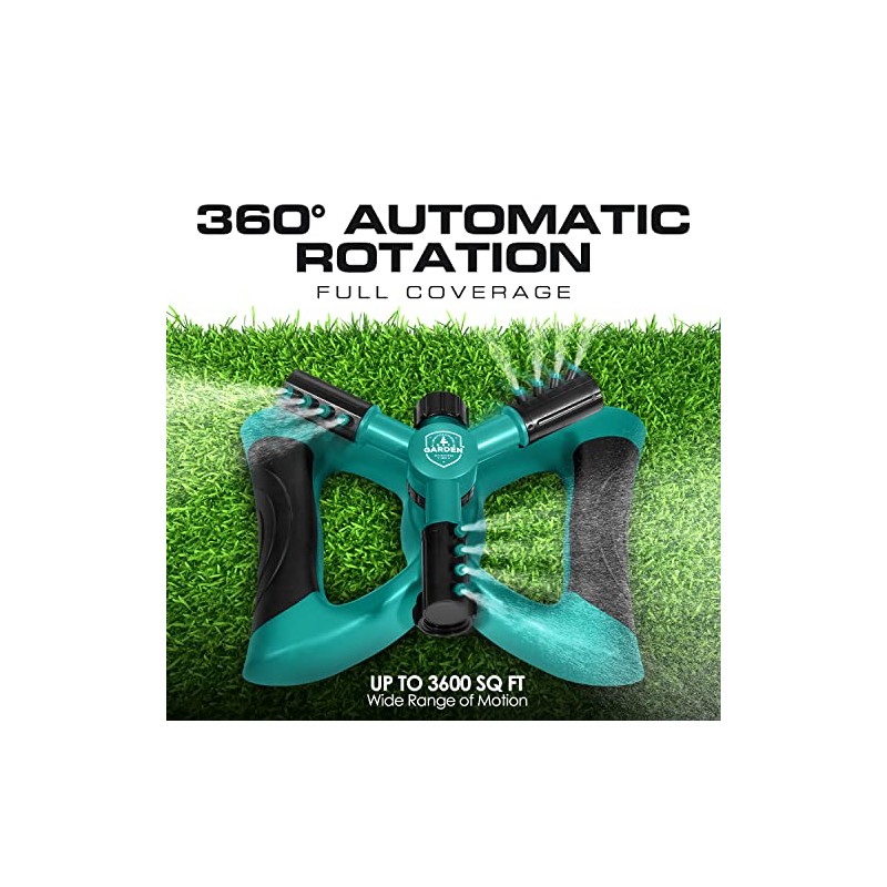 Rotating Garden Sprinkler with Adjustable Arms and Weighted Base