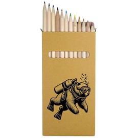 Azeeda 12 x 'Scuba Diving Bear' Long 178mm Coloured Pencils/Pencil Set (PE00067653)