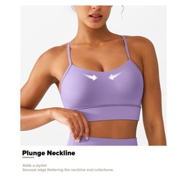 BRXL Y Back Padded Sports Bras for Women Racerback Low Impact Buttery Soft Yoga Pilates Gym Sports Bra Purple