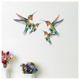 x5 Green Humming Bird Stickers for Wall Decor, Covering Marks, Mugs & Cups, Car Bumpers, Shower & Tile, Toilets, Laptop & More, Hardwearing Waterproof 0% Transparency (Green Humming, A5)