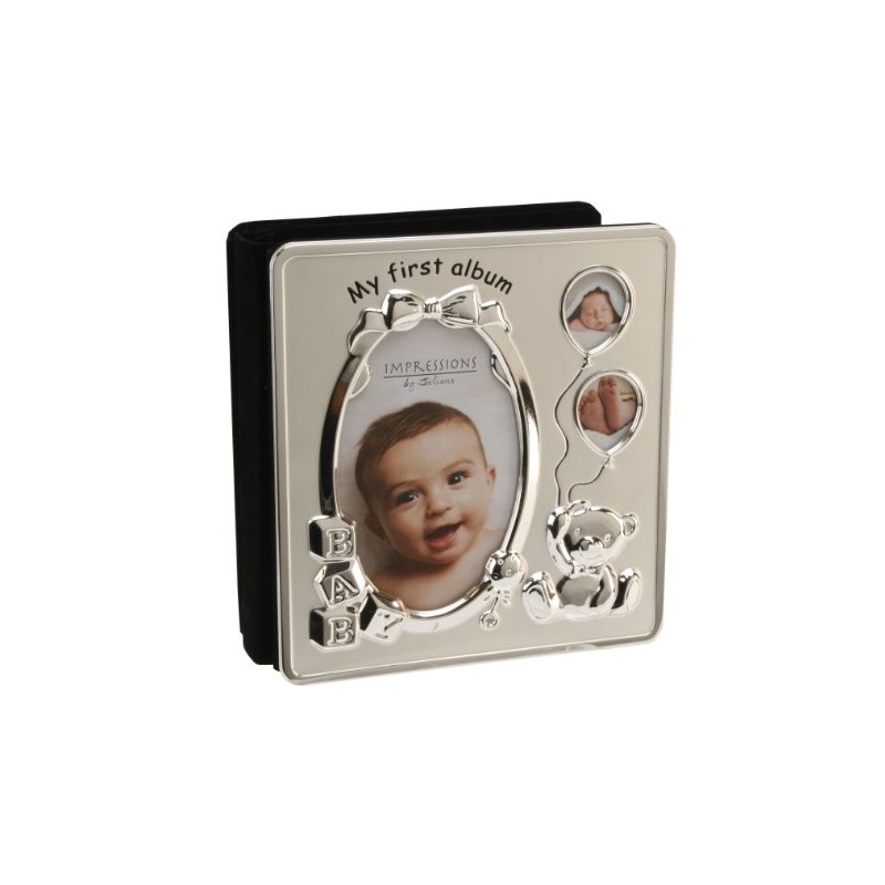 Deluxe Satin Silver Baby Photo Album - My First Album