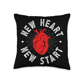 Heart Transplant Recovery For New Heart Recipient New Start Survivor Heart Transplant Surgery Throw Pillow, 16x16, Multicolor