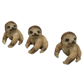 Fachhandel Plus Decorative Figures Sloths Animal Figurines Lifelike Indoor Outdoor Pack of 3