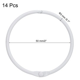 Sourcing Map 14pcs Shower Curtain Rings, 2 Inch ID Iron Round Snap Hooks Glide Smoothly for Bathroom Shower Curtain Rods, White