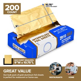 200 Count Pre-Cut Pop Up Wraps, 9” Gold Disposable Wrappers for Food or Hair Highlights – Stock Your Home