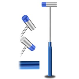 Dual Head Small Hammer for Fiddly Job, Plastic Head and Metal Head, 7 Inches, Blue Stripe Grip, Jewelry Mallet, Mini Mallet for Watch, Tuning, Woodworking, Toys, Handcraft, Leather, Instruments