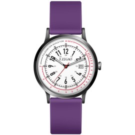 F.ZEGAO Nurse Watch with Second Hand Nursing Women Men, 50M Waterproof Watches for Swimming 12/24 Hour Military Time Luminouse Easy Read Dial, Pulsometer Analog Watch for Nurses (Purple)