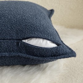 Mandioo Pack of 2 Decorative Throw Pillow Covers Accent Solid Woven Textured Cushion Covers Pillow Cases Bedroom Living Room Sofa Home 16 x 16 lnch 40 x 40 cm Blue