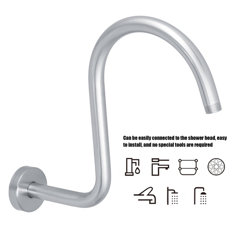 Shower Arm S Shape Gooseneck Stainless Steel Shower Head Extension