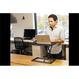 Pemberly Row 19" Stainless Steel Portable Standing Desk Riser Converter in Black
