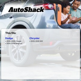 AutoShack Rear Solid Brake Rotors + Ceramic Pads + Hub Bearing Assembly 8-PC Brake Kit Replacement for 2006-2009 Dodge Charger 2005-2009 Chrysler 300 2005-2008 Dodge Magnum 12.59" (319.8 mm)