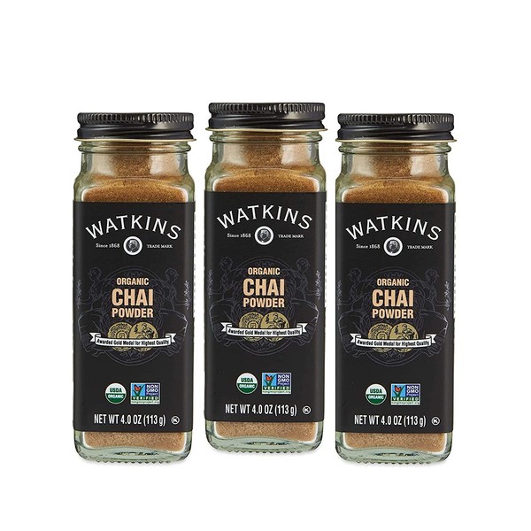 Watkins Gourmet Organic Spice Jar, Chai Powder, 4.0 oz. Bottle, 3-Pack