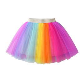 DXTON Girls Tutu Skirt Rainbow Toddler Tulle Ballet Dance Skirt for 2-8 Years SK272,5T