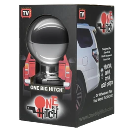 ONE BIG HITCH™ Oversized Ball Receiver Jumbo 6in X12in for Car Truck SUV - Comical Joke Gag Gift Large Prop, Silver, Black
