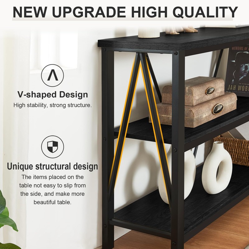 HOMISSUE Entryway Console Table, Rustic Console Tables with Wide Storage,