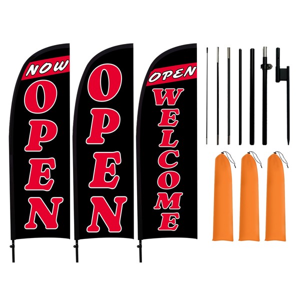 MESIXI 8.2 ft Now Open Flags Signs for Grand Opening