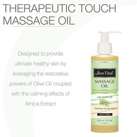 Bon Vital Therapeutic Touch Massage Oil, 8 oz. Jar with Pump
