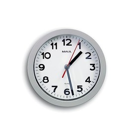 Maul MAULstep Wall Clock Diameter 20 cm Quartz Clock with Automatic Time Setting Modern Clock for Office and Kitchen Large Wall Clock with Easy Readability in Large Rooms Silver
