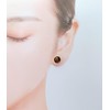 Kobe Hokodo Chatoyancy Run Tiger Eye 8mm Titanium Earrings, Titanium,