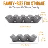Ceramic Egg Tray 12-Cup Egg Holder Container for Fridge (Gray,