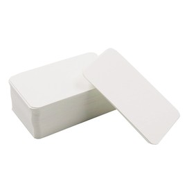 Sowaka 100 Pcs Mini Cards Blank Small Round Corner Cardboard Flash Word Message Notes Business Index Tags Cards for Gift Language Learning Art Craft Supplies (White)