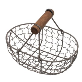 Homoyoyo Farmhouse Egg Basket Made of Metal Wire for Collecting, Fresh Eggs, Egg Basket with Round Handle, Old-fashioned Wire Storage Basket for Egg Basket Holder on the Worktop