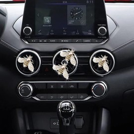 NTRR Shiny Bee Vent Clips, Crystal Bee Car Air Freshener Vent Clip Car Bling Interior Decoration Rhinestone Car Bling Accessories(Silver)