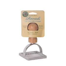 Fantes Ravioli Maker Stamp Set, Square Stamp with Wooden Handle and Fluted Edge, 2.75-Inch, The Italian Market Original since 1906