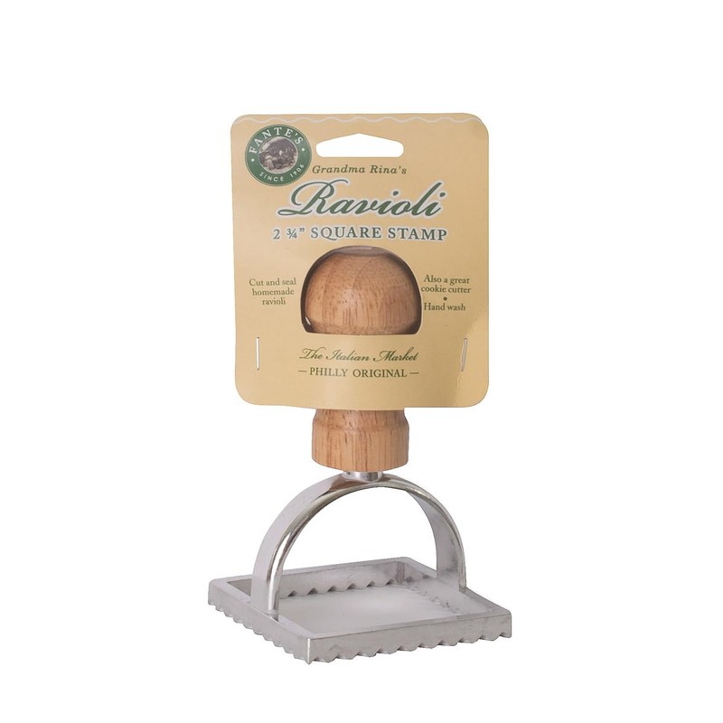 Fantes Ravioli Maker Stamp Set, Square Stamp with Wooden Handle