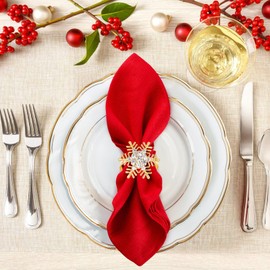 Minicoco Christmas Napkin Rings 6 Pcs Christmas Alloy Napkin Ring Holder Golden Napkin Rings Xmas Napkin Rings Holder Christmas Tree Napkin Rings Christmas Napkin Buckle for Xmas Party Supplies