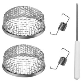 LEONTOOL 2 Pack RV Furnace Vent Screen, Flying Insect Screen Round RV Furnace Vent Cover Bug Covers for Camper Vents, Water Heater, Stainless Steel Mesh with Installation Tool, 2.8 x 1.3 Inch