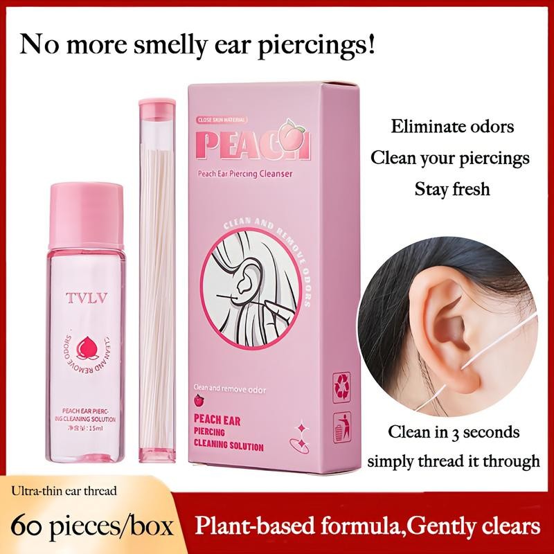 AKIESY Ear Hole Cleaning Thread, Peach-Scented Deodorizing Ear Cleaning Solution,