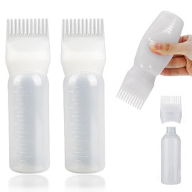 unel Hair Oil Applicator Bottles (2 PCS), Root Comb Applicators, Easy to Use for Hair Dyes & Oils (Clear)
