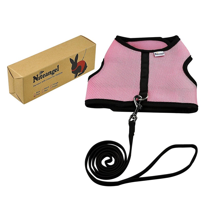 Niteangel Adjustable Soft Harness with Elastic Leash for Rabbits (L,